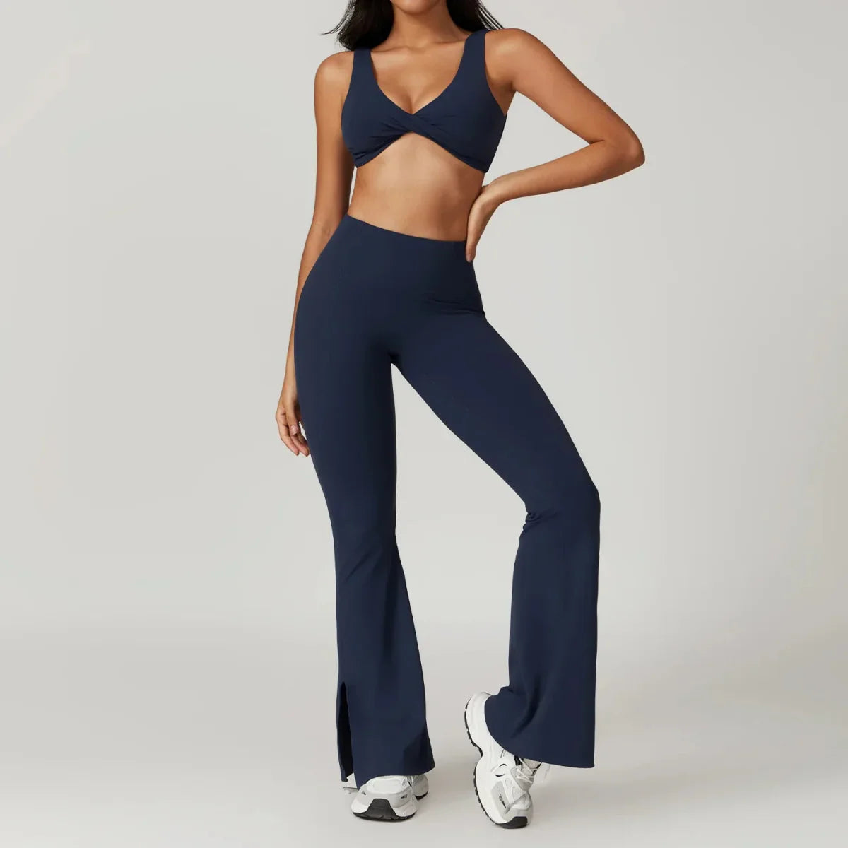 PilatesCoree Women's Yoga Ensemble - 2 Piece Crop Top and Wide Leg Pants by PilatesCore