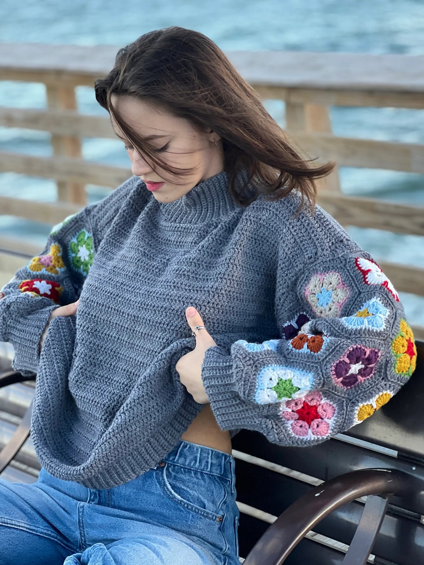 Crochet African Flower Sweater – PDF Pattern