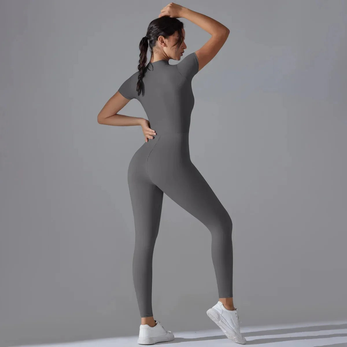 PilatesCoree Women's Fitness Jumpsuit with Half-Zipper – Versatile Workout Apparel for Indoor and Outdoor Activities
