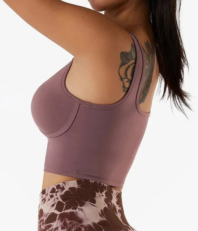 PilatesCoree Women's Breathable Sports Bra for Yoga and Pilates with Integrated Chest Pad