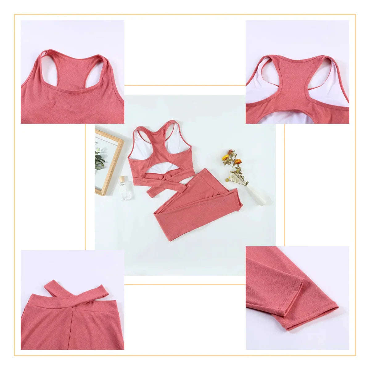 PilatesCoree High-Waist Leggings and Sports Bra 2-Piece Set - Seamless Activewear for Enhanced Comfort and Support