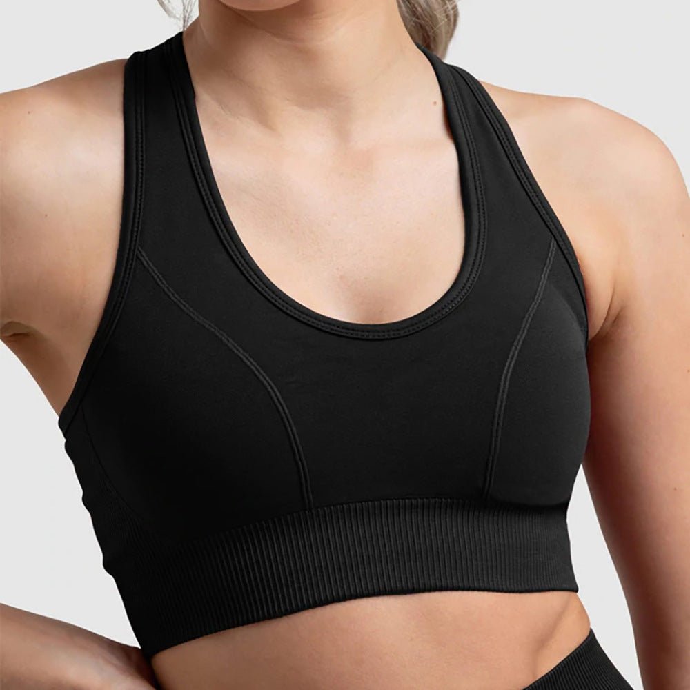 PilatesCoree Seamless Fitness Bra Set with Peach Hip Pants – Stretchable Long Sleeve Pilates Outfit