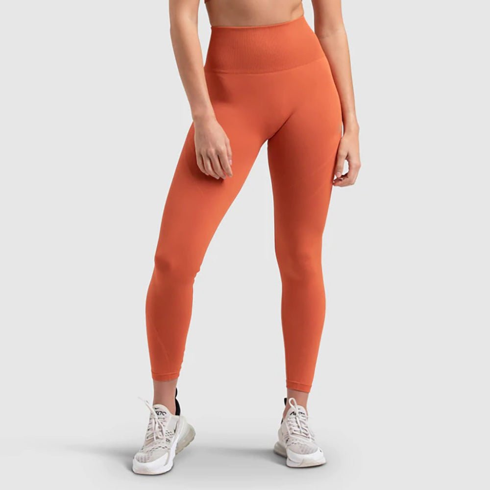 PilatesCoree Seamless Fitness Bra Set with Peach Hip Pants – Stretchable Long Sleeve Pilates Outfit