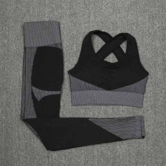 Women's Activewear Sets 3 Piece Crop Top, Workout Bra, Leggings & Sports Jacket - Allen - Fitness