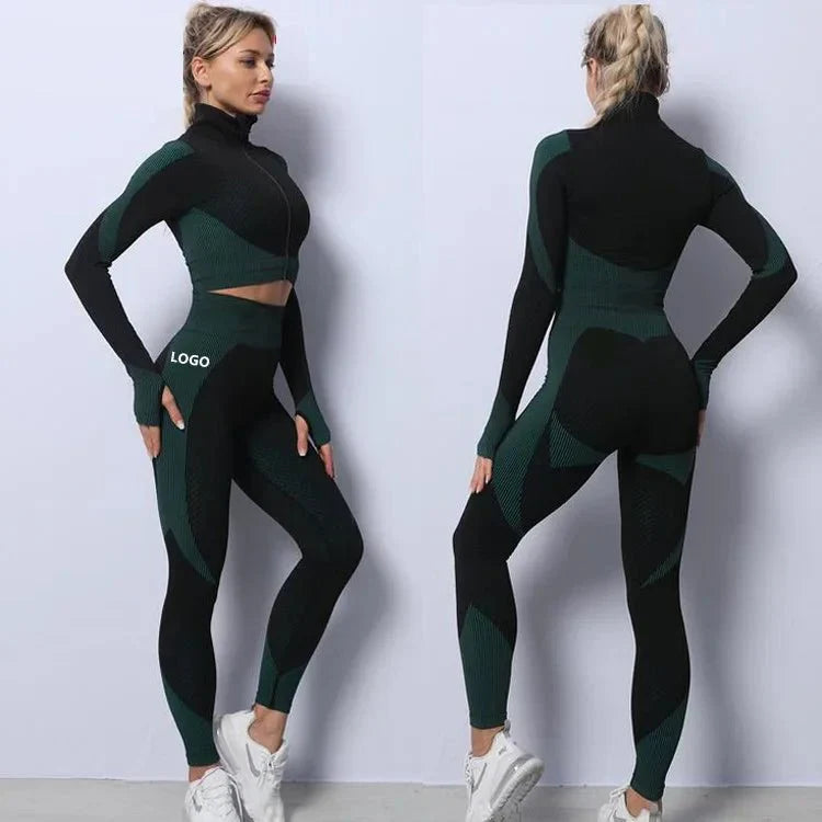 PilatesCoree 3-Piece Women's Fitness Set: Crop Top, Sports Bra, and Leggings