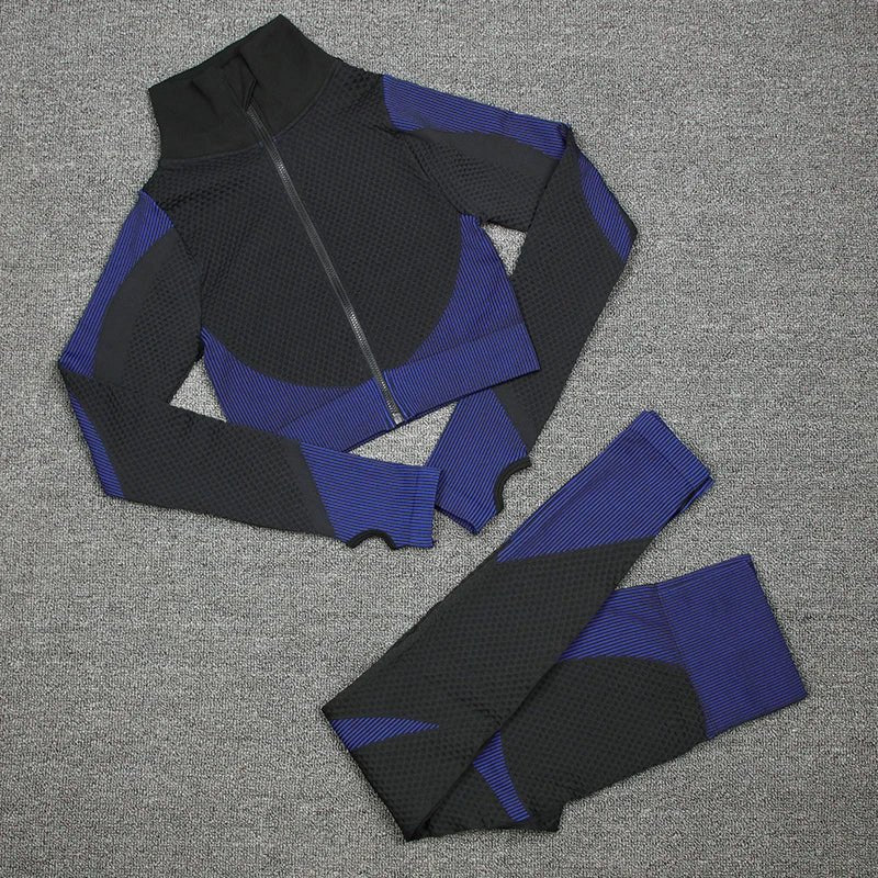 Women's Activewear Sets 3 Piece Crop Top, Workout Bra, Leggings & Sports Jacket - Allen - Fitness