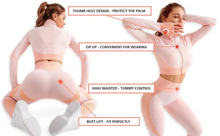 PilatesCoree 3-Piece Women's Fitness Set: Crop Top, Sports Bra, and Leggings