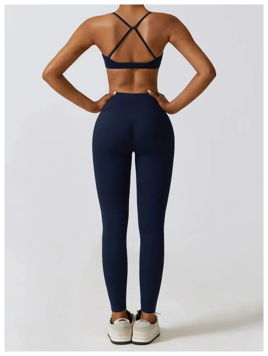 Workout Sets Women Zip up Crop Jacket High Waist Yoga Leggings With Sport Bra - Allen - Fitness